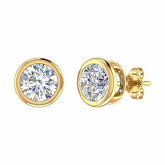 2 Carat Diamond Stud Earrings in 14K Gold - IGI Certified